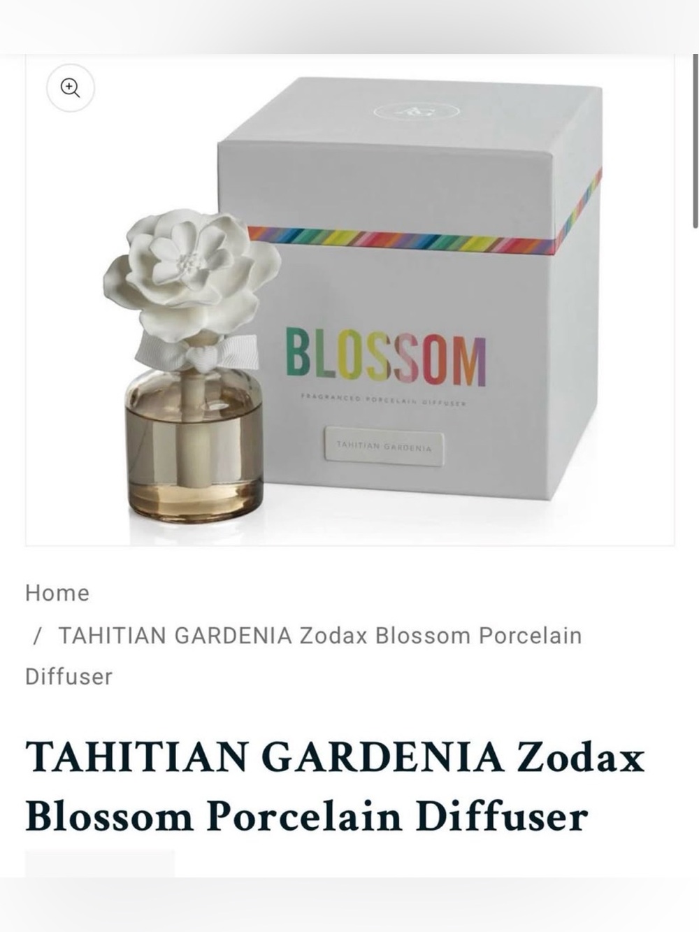 Zodax Blossom Tahitian Gardenia Porcelain Oil Diffuser 40ml